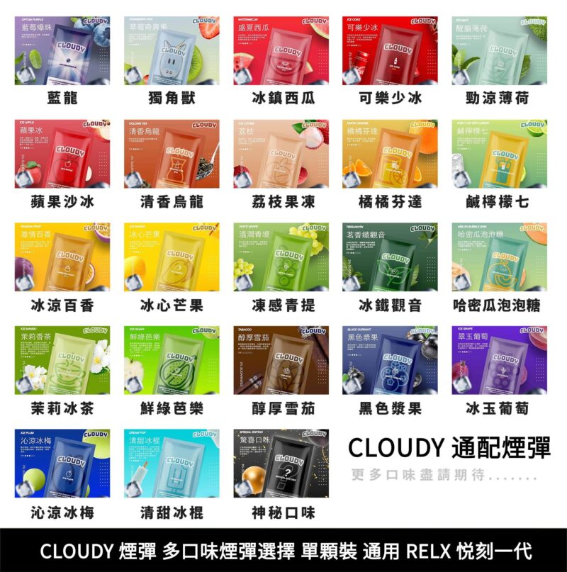 【RELX一代煙彈】CLOUDY煙彈 雲朵 cloudy 多口味煙彈選擇 單顆裝 正品 CLOUDY 單顆煙彈